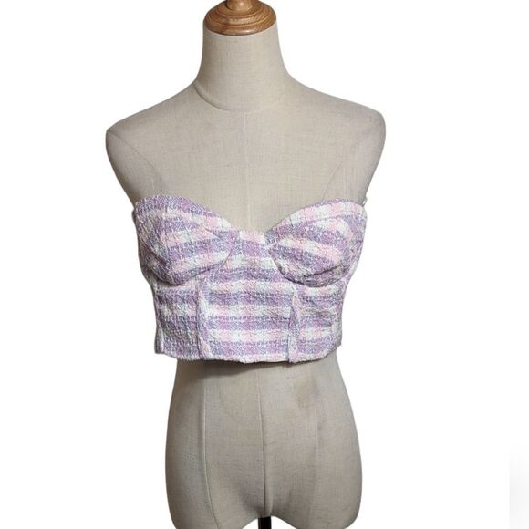 NWT Zara Pink Tweed Bra Top - Picture 1 of 7